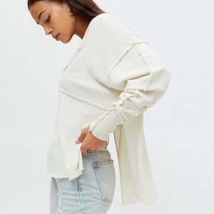 Small left ! UO creme Freddie henley tunic side slit long sleeve high top
